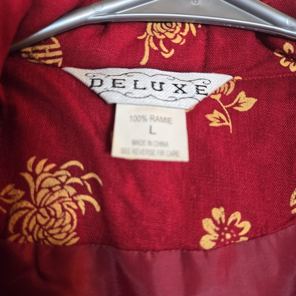 Deluxe Red Vest with Yellow Floral Design - Picture 2 of 4